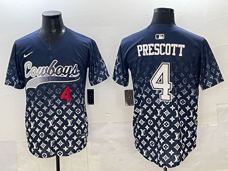 Men 2025 Nike Dallas Cowboys #4 Prescott Drak Blue Limited NFL Jersey 03